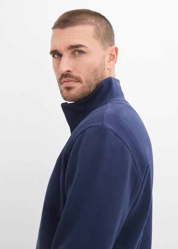 Felpa in puro cotone biologico con zip, bonprix