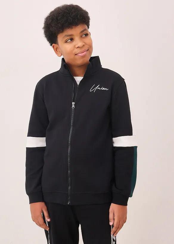 Felpa con zip in puro cotone biologico, bonprix