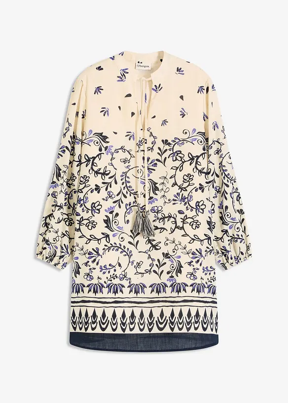 Abito corto effetto lino in stile boh&eacute;mien, bonprix