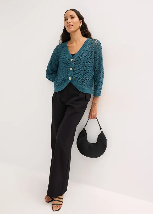 Cardigan traforato in puro cotone, bonprix