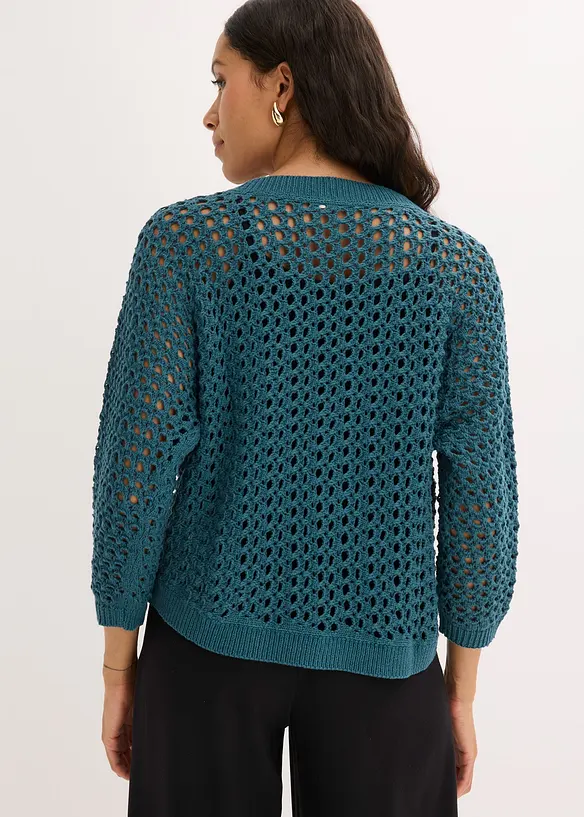 Cardigan traforato in puro cotone, bonprix