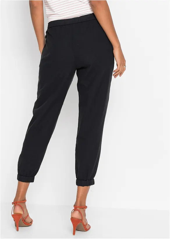 Pantaloni cropped in misto lino leggero, bonprix