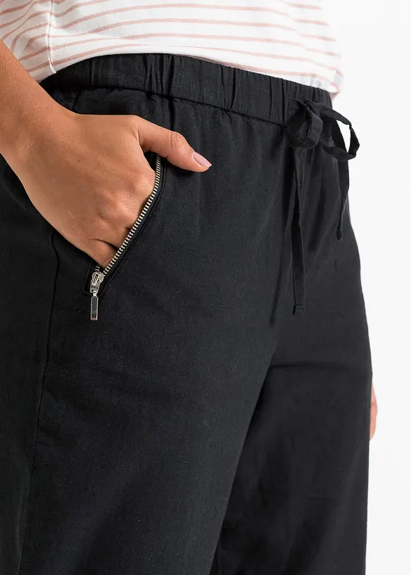 Pantaloni cropped in misto lino leggero, bonprix