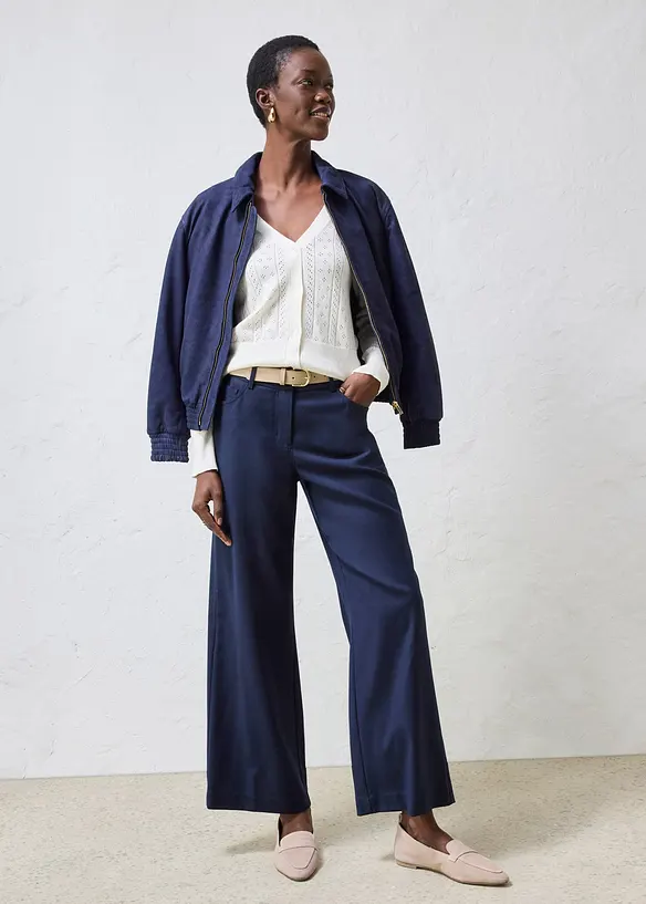 Cardigan traforato in misto seta, bonprix