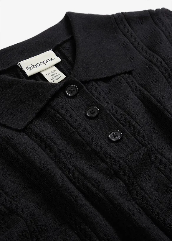 Maglia a maniche corte traforata in misto seta, bonprix