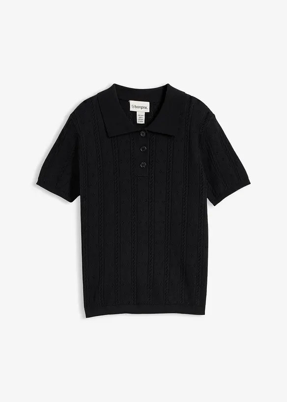 Maglia a maniche corte traforata in misto seta, bonprix