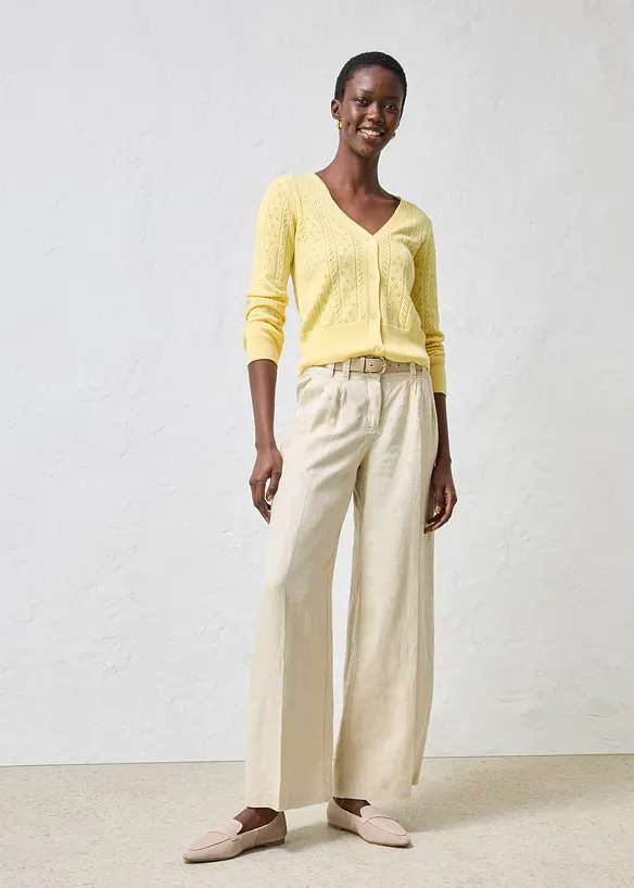 Cardigan traforato in misto seta, bonprix