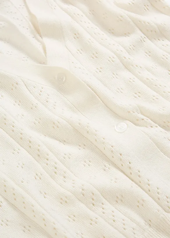 Cardigan traforato in misto seta, bonprix