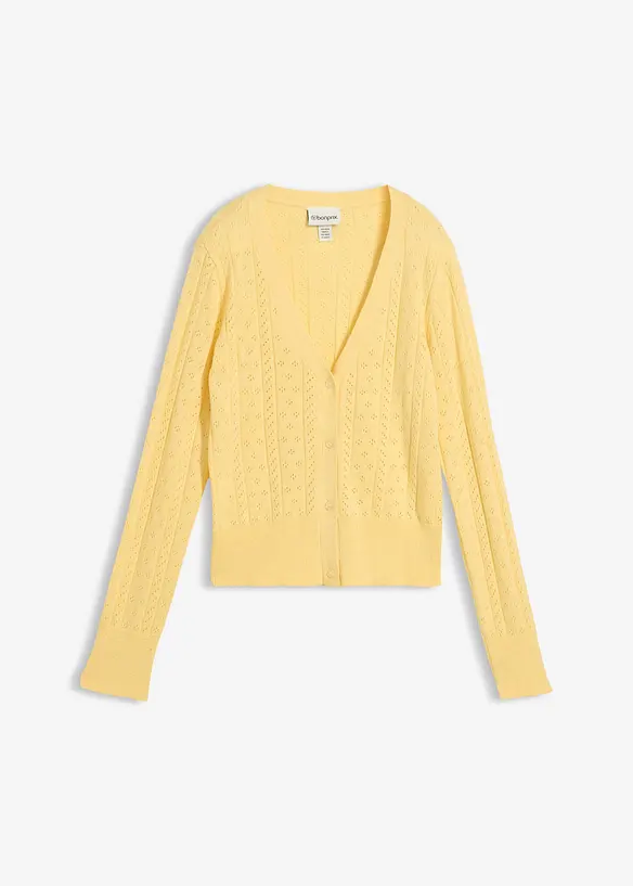 Cardigan traforato in misto seta, bonprix