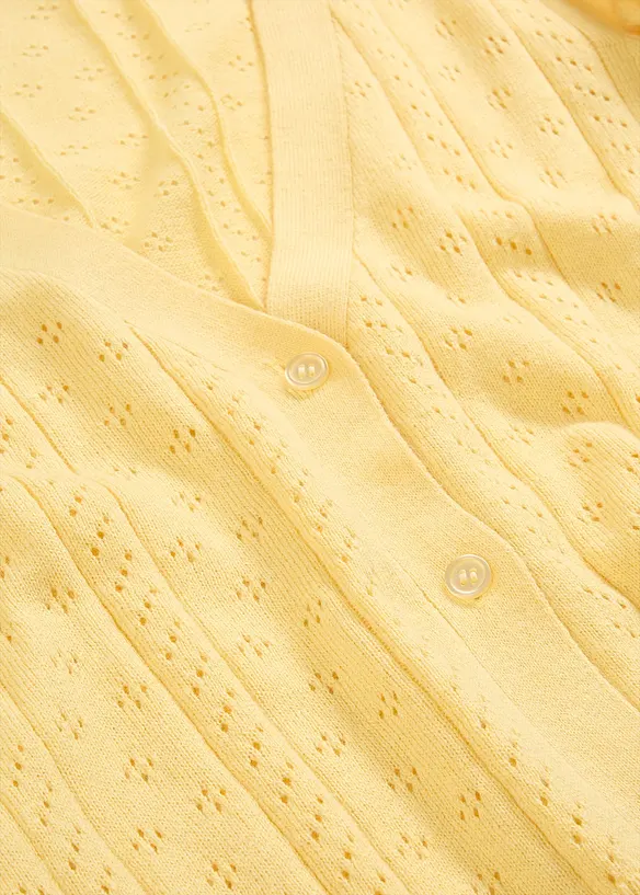 Cardigan traforato in misto seta, bonprix