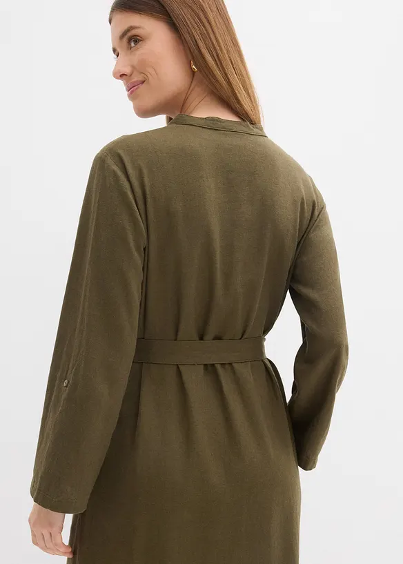 Abito con tasche in misto lino e viscosa, bonprix