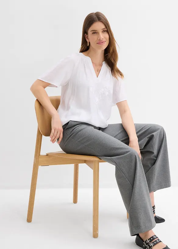 Camicetta a maniche corte in crinkle operato, bonprix