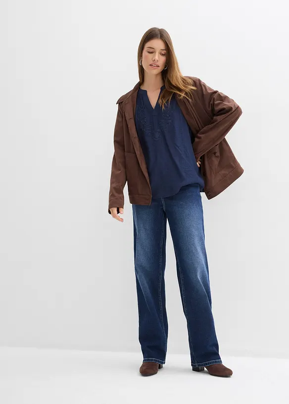 Camicetta a maniche corte in crinkle operato, bonprix