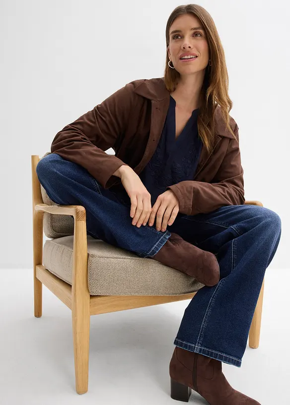 Camicetta a maniche corte in crinkle operato, bonprix