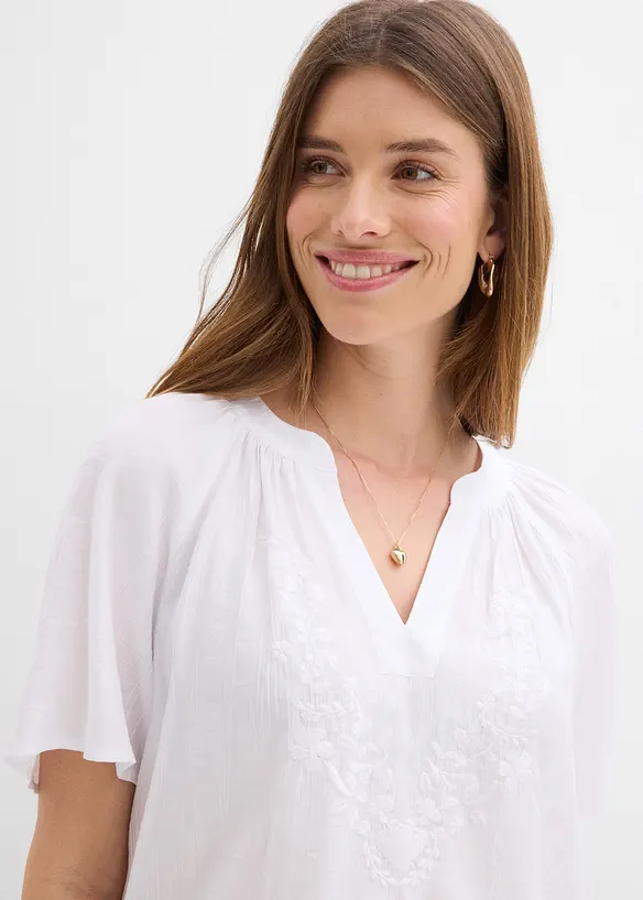 Camicetta a maniche corte in crinkle operato, bonprix