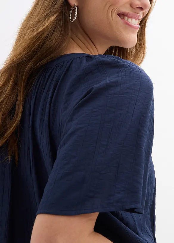 Camicetta a maniche corte in crinkle operato, bonprix