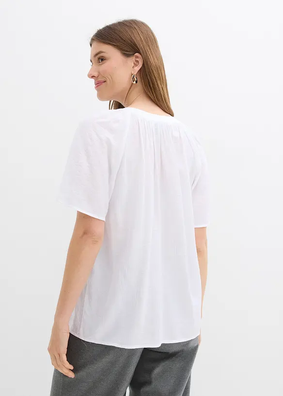 Camicetta a maniche corte in crinkle operato, bonprix