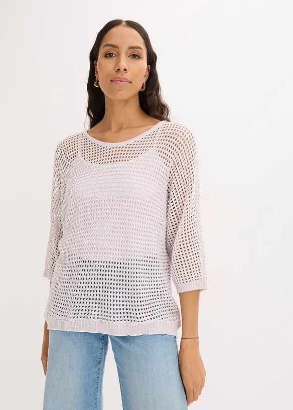 Maglione traforato in misto viscosa, bonprix
