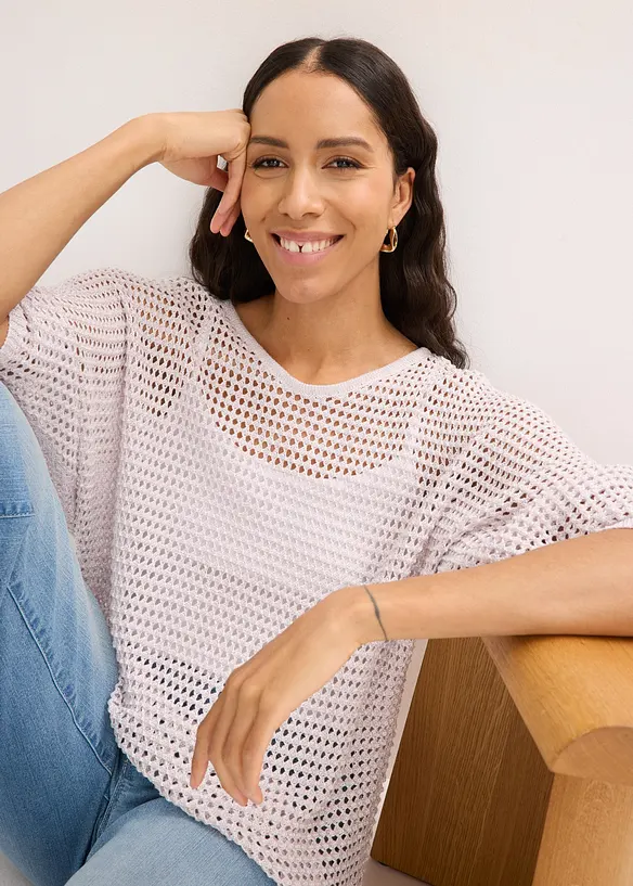 Maglione traforato in misto viscosa, bonprix