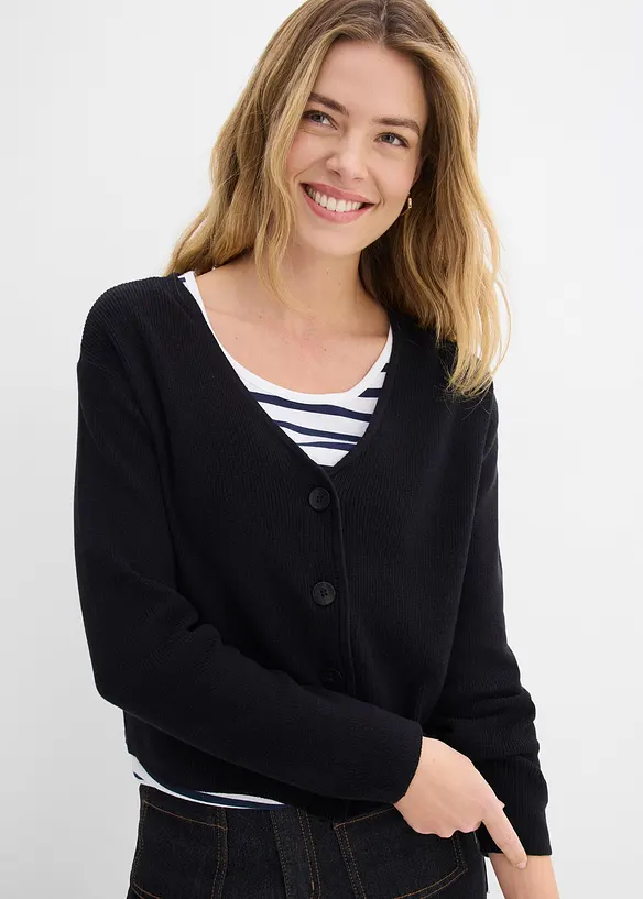 Cardigan corto in puro cotone biologico, bonprix