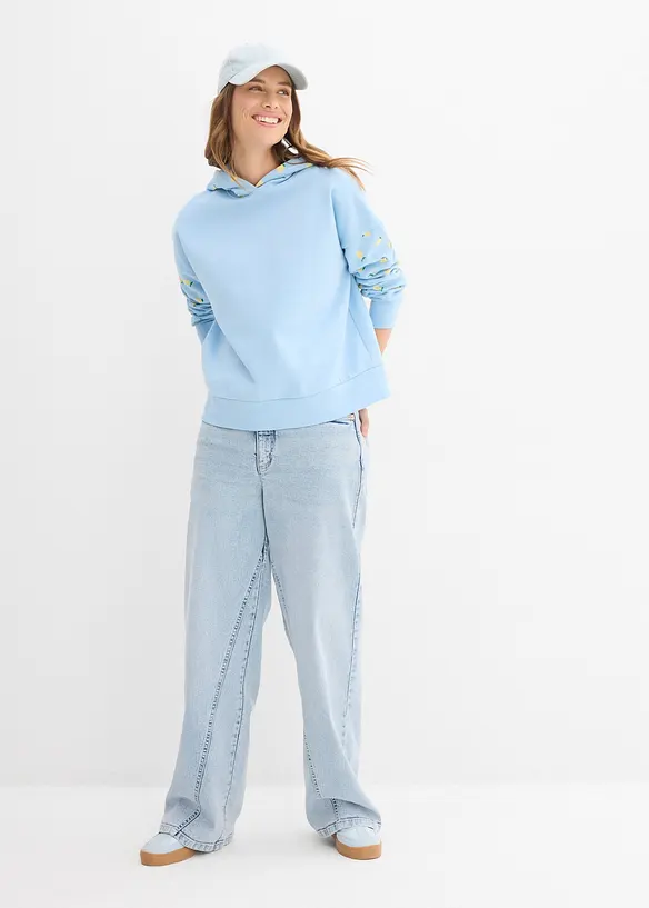 Felpa con cappuccio ampia in puro cotone biologico, bonprix