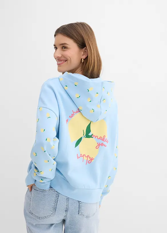 Felpa con cappuccio ampia in puro cotone biologico, bonprix