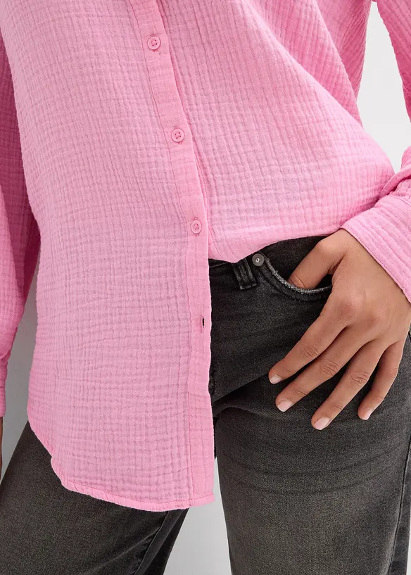 Camicia lunga in vaporosa mussola di cotone, bonprix