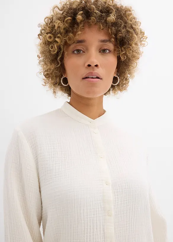 Camicia lunga in vaporosa mussola di cotone, bonprix