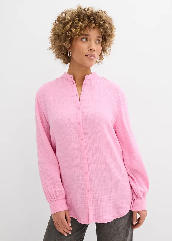 Camicia lunga in vaporosa mussola di cotone, bonprix