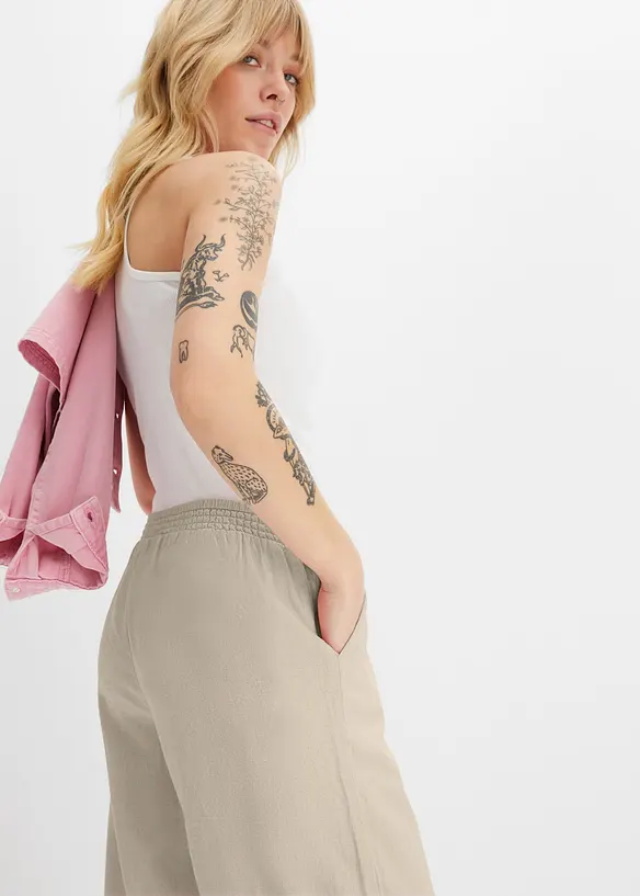 Pantaloni a palazzo in misto lino, bonprix