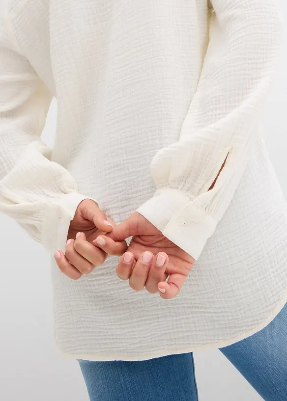 Camicia lunga in vaporosa mussola di cotone, bonprix