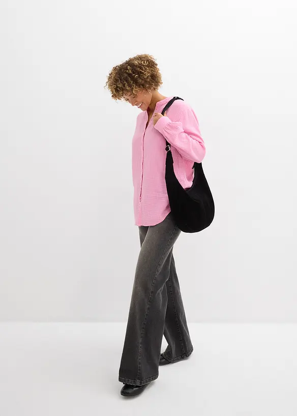 Camicia lunga in vaporosa mussola di cotone, bonprix