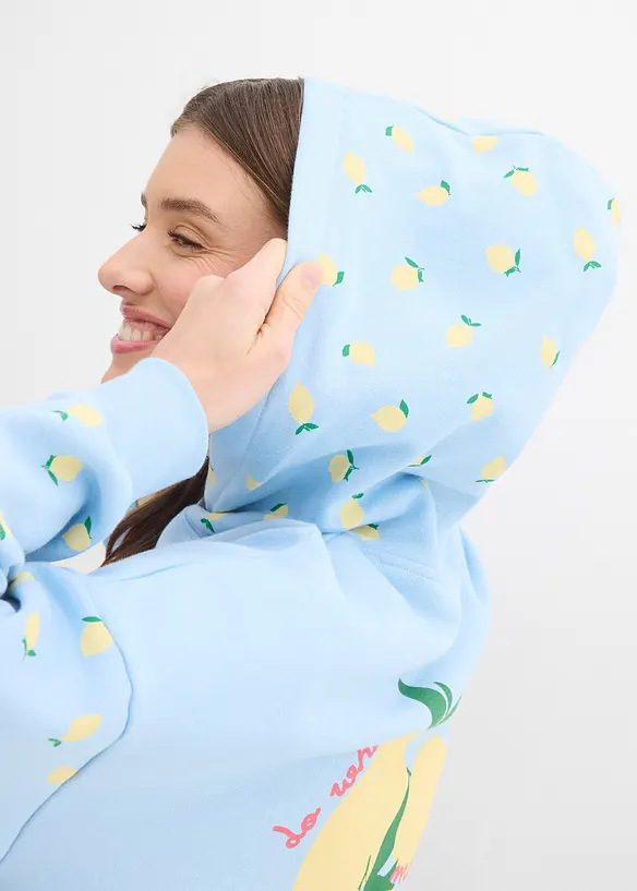 Felpa con cappuccio ampia in puro cotone biologico, bonprix
