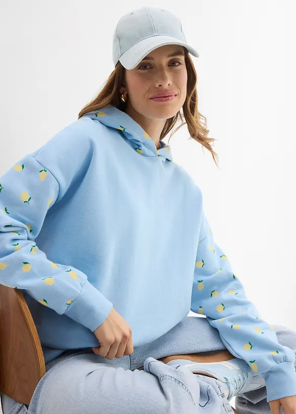 Felpa con cappuccio ampia in puro cotone biologico, bonprix