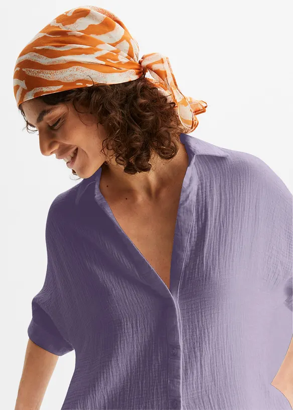 Blusa oversize lunga in soffice mussola, bonprix