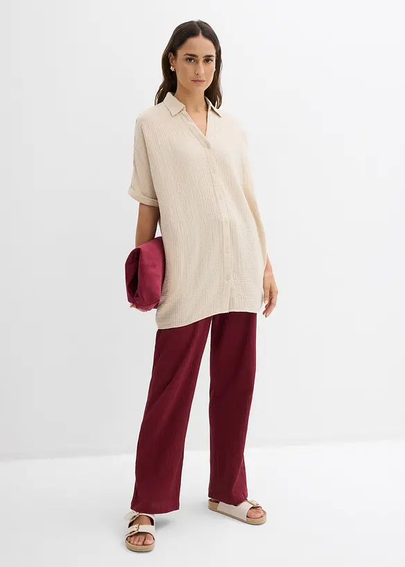 Blusa oversize lunga in soffice mussola, bonprix