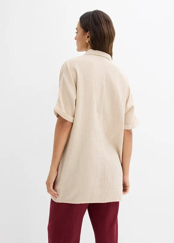 Blusa oversize lunga in soffice mussola, bonprix