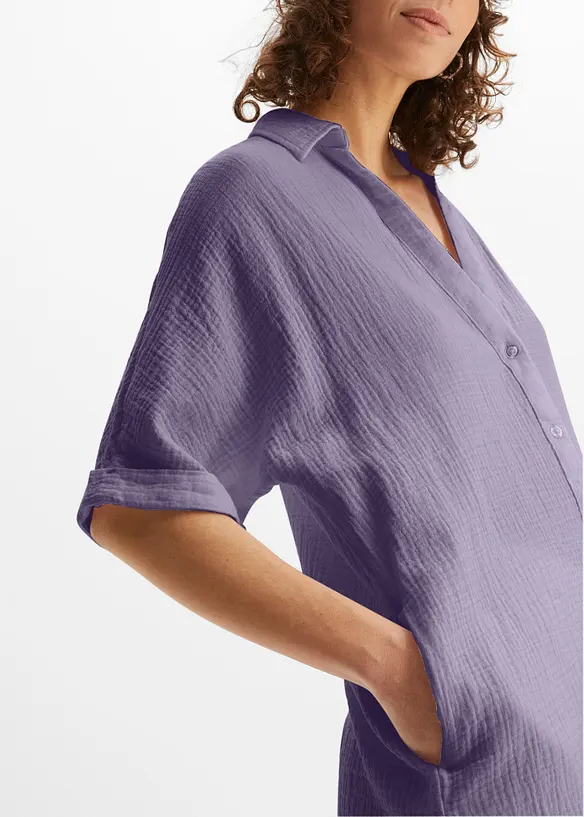Blusa oversize lunga in soffice mussola, bonprix