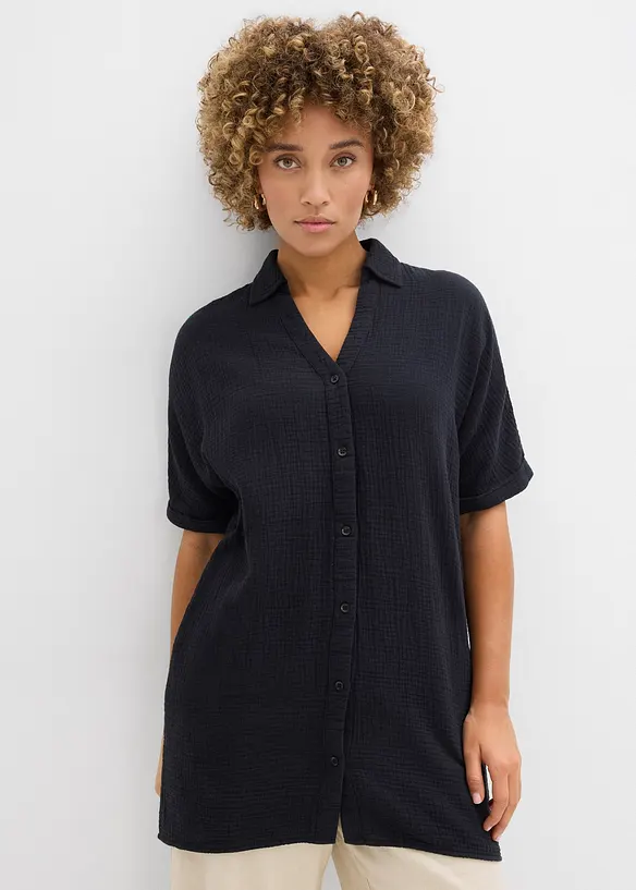 Blusa oversize lunga in soffice mussola, bonprix