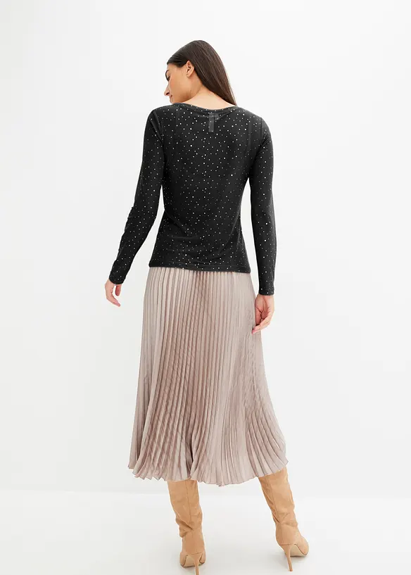 Maglia a maniche lunghe in mesh glitterato, bonprix