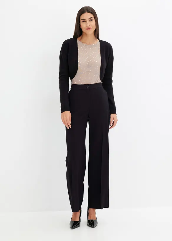 Maglia a maniche lunghe in mesh glitterato, bonprix