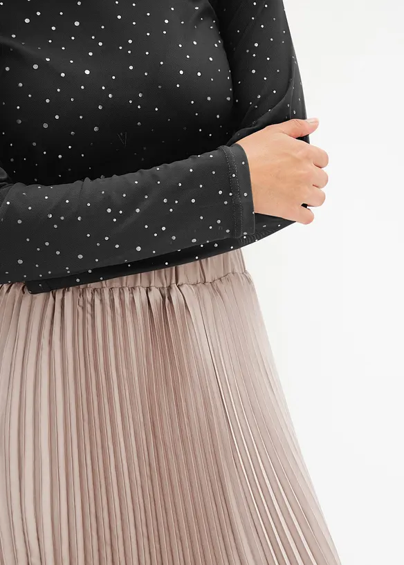 Maglia a maniche lunghe in mesh glitterato, bonprix
