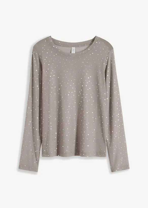 Maglia a maniche lunghe in mesh glitterato, bonprix