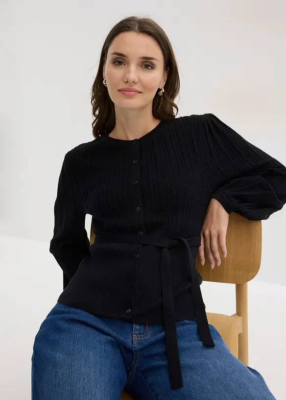 Maglione traforato in misto cotone, bonprix