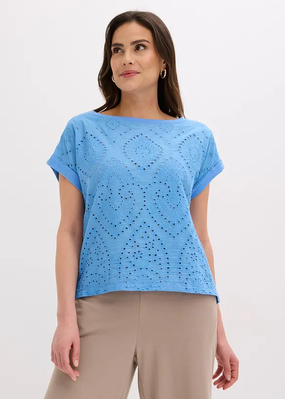 Maglia con pizzo traforato, bonprix
