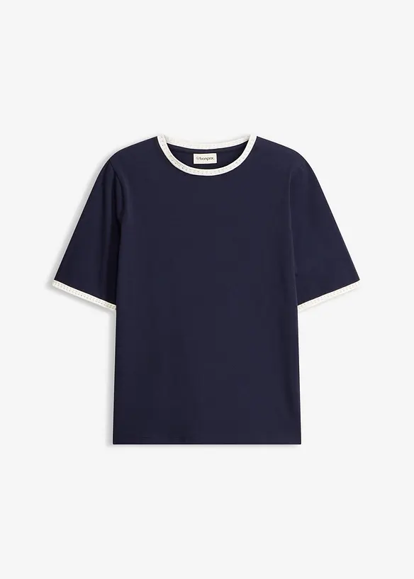 Maglia con bordatura in pizzo, bonprix