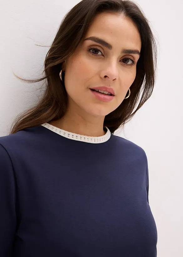 Maglia con bordatura in pizzo, bonprix