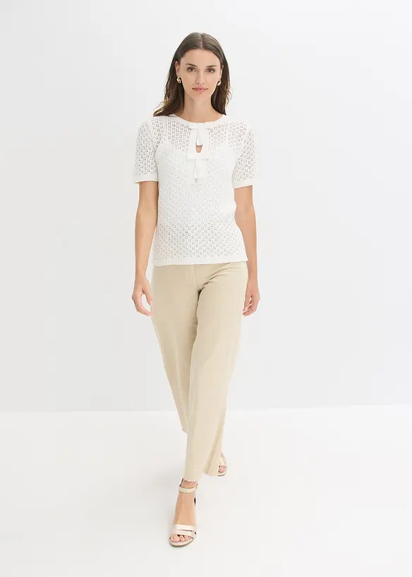 Maglione traforato in misto cotone, bonprix