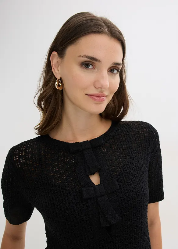 Maglione traforato in misto cotone, bonprix