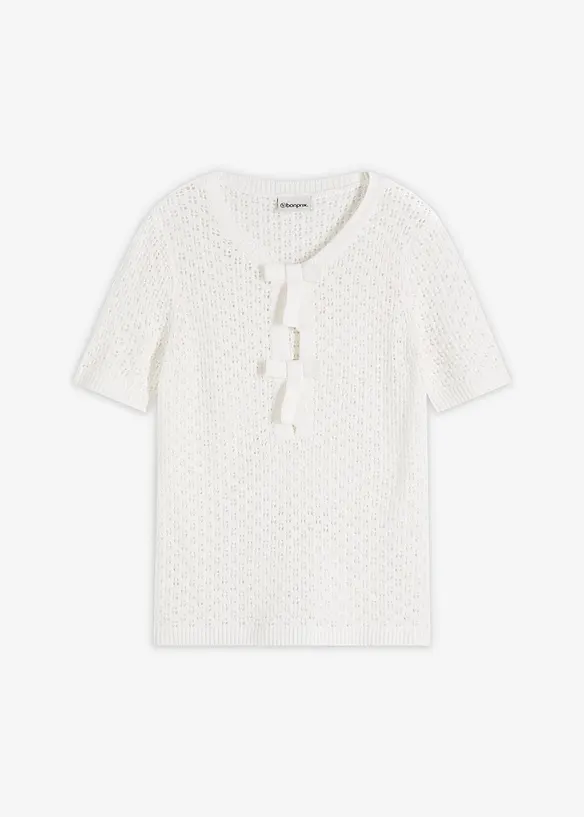Maglione traforato in misto cotone, bonprix